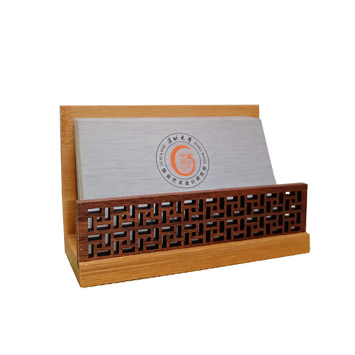 Business card box bamboo LOGO wooden desktop retro Chinese style office gift box for customer opening creative business gift box