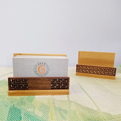 Business card box bamboo LOGO wooden desktop retro Chinese style office gift box for customer opening creative business gift box