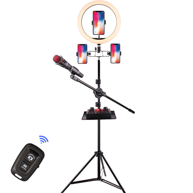 Mobile Live llenar luz traje selfie soporte trípode ancla belleza luz transfronteriza anillo de 12 pulgadas luz de iluminación