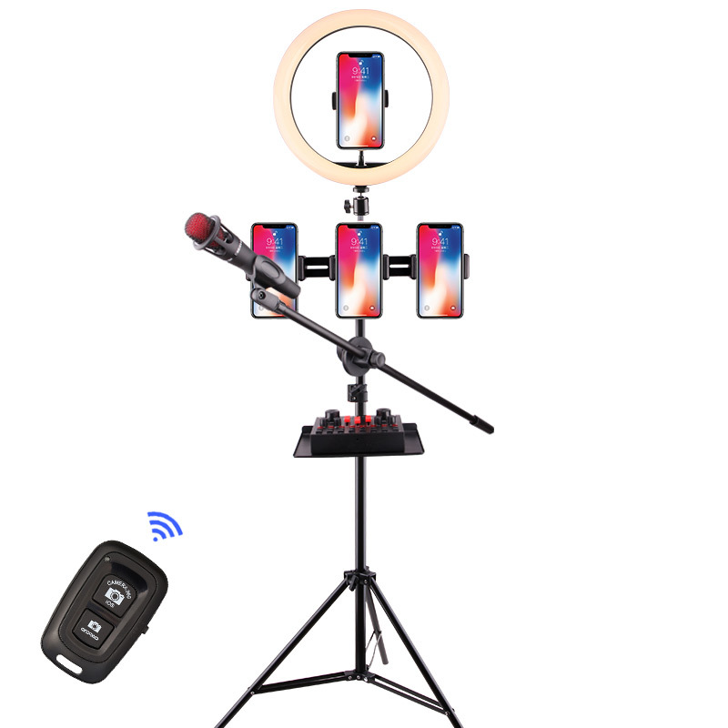 Mobile Live llenar luz traje selfie soporte trípode ancla belleza luz transfronteriza anillo de 12 pulgadas luz de iluminación
