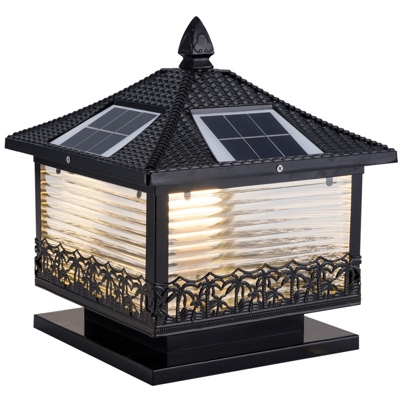 Lámpara Solar de Columna Pinye, Impermeable, de Aluminio, LED, para Poste de Valla o Puerta, Estilo Retro Vintage, para Exteriores