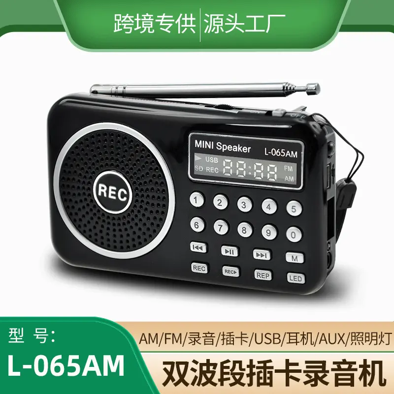 跨境贸易专供L-065AM 双波段声卡插卡音箱收音机迷你便携式录音机