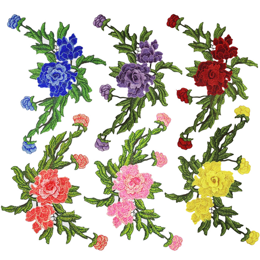 服装辅料刺绣花边布贴纺织配料衣服补丁水溶手缝民族立体花绣章贴