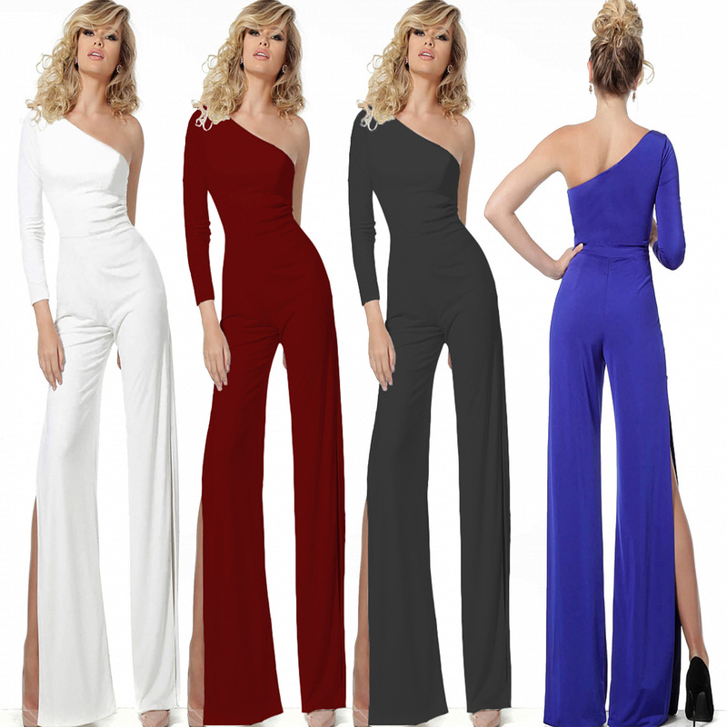 2026 New European and American Women's Fashion One-Shoulder Long-Sleeve Jumpsuit for Cocktail Parties, Annual Meetings, and Weddings, Amazon Bestseller Long Pants 2026 New European and American Women's Fashion One-Shoulder Long-Sleeve Jumpsuit for Cocktail Parties, Annual Meetings, and Weddings, Amazon Bestseller Long Pants