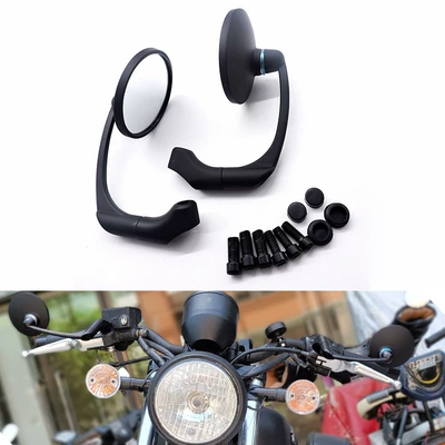 Motosiklet Harley modifikasiyalı retro arxa görüntü köməkçi güzgüsü, elektrokaplama dəyirmi güzgü