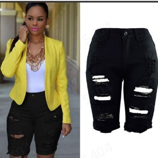 8851# Western-style ripped denim shorts for women, slimming fit