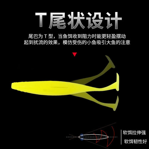 Luya big T tail soft bait, simulated fish bait, 15cm 22g/12cm 12g Luya bait, tiger fish special kill