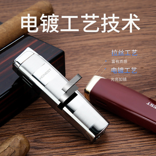 Baicheng Windproof Inflatable Lighter Creative Personality Men's Direct Cigar Electronic Metal Lighter Smoking Accessories Gift Wholesale
