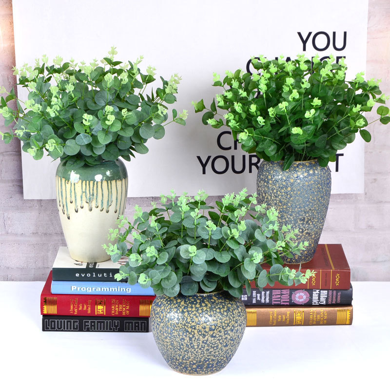 Artificial Greenery Money Leaf Silk Fabric 16-Branch Eucalyptus Leaves Ins-Style Home Decoration Wedding Scene Arrangement Display
