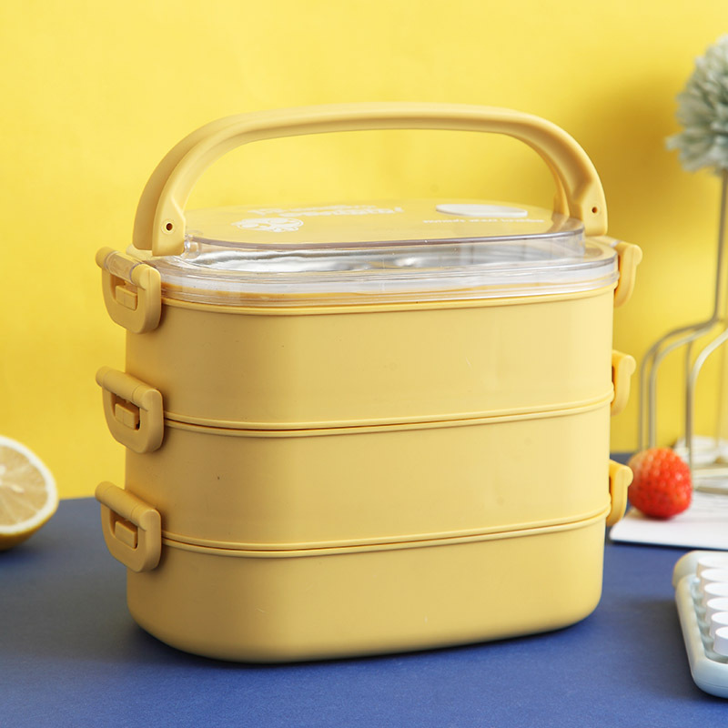 Lonchera de acero inoxidable 304, lonchera bento de plástico, lonchera de 2 niveles, lonchera multicapa para conservar la frescura