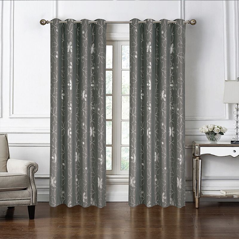 Factory Direct Sales New Hot Silver Blackout Cloth Dark Gray Curtain Finished Punched Curtain Nordic Style Curtain Cloth Wholesale