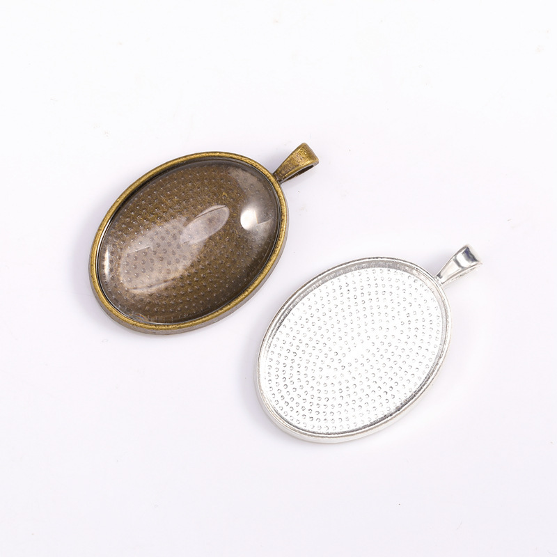 Factory Direct sales ancient silver alloy pendant oval necklace diy cross-border jewelry accessories bottom support pendant