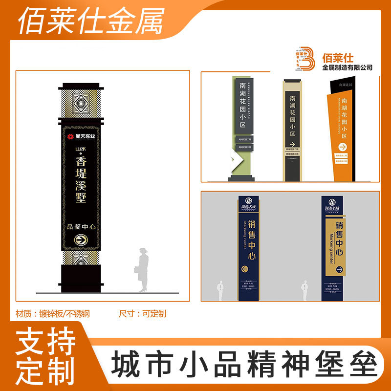 精神堡垒景区商场不锈钢导视牌 户外大型精神堡垒导向指示牌厂家