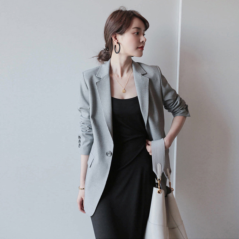 Japanese-Style Slim-Fit Commuter Drape-Effect One-Button Suit, New Autumn Model, Professional and Casual Houndstooth Blazer Japanese-Style Slim-Fit Commuter Drape-Effect One-Button Suit, New Autumn Model, Professional and Casual Houndstooth Blazer