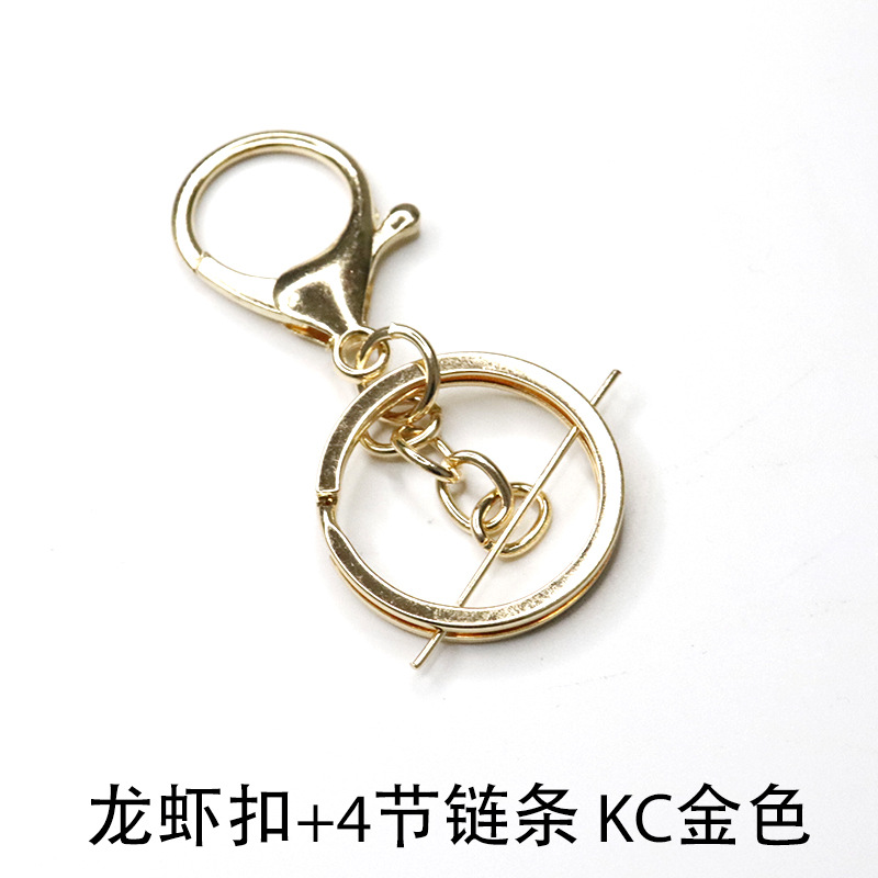 Fábrica al por mayor llavero anillo cadena colgante de metal hebilla de langosta conjunto de tres piezas protección de color plateado accesorios de joyería DIY