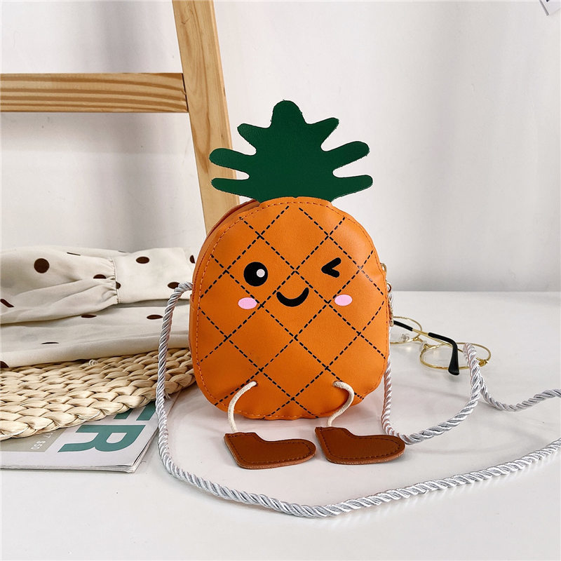 2020 nueva moda Linda piña hombro crossbody estilo coreano bebé accesorios monedero para niños y niñas