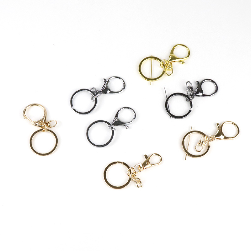 Fábrica al por mayor llavero anillo cadena colgante de metal hebilla de langosta conjunto de tres piezas protección de color plateado accesorios de joyería DIY