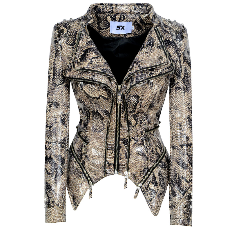 Gothic Punk Style Jacket, Waist Slimming, Rivet Washed Leather Motorcycle Leather Jacket