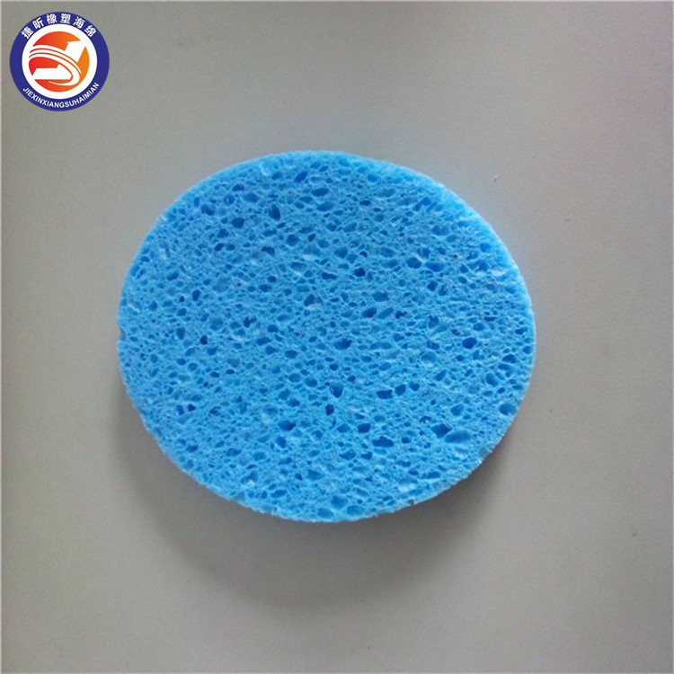 厂家供应 蓝色带印刷洗碗海绵木浆棉 不掉色擦桌子去污木浆海