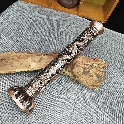 Craft gifts copper incense burner dragon and phoenix relief incense burner pure copper vertical incense burner ornaments incense road Zen alloy incense burner