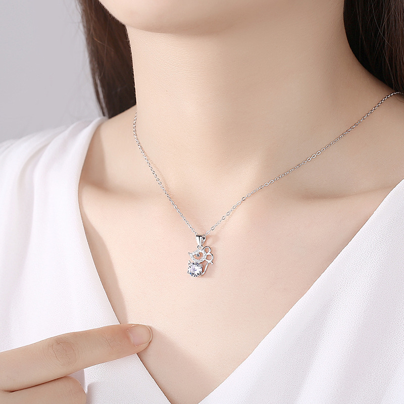 Collar de plata esterlina s925 ratón colgante de plata de ley lindo ratón de dibujos animados colgante de moda nacional Zodiaco moda femenina Cadena de clavícula