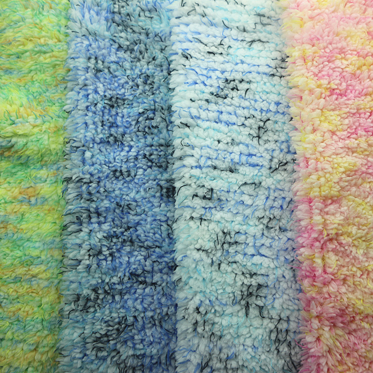 针织纬编双面七彩段彩锻彩羊羔绒梳棉绒舒棉绒布浴袍睡衣毛毯面料