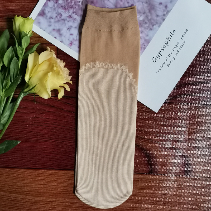 Medias de acero de dos generaciones con fondo acolchado de algodón de verano para mujer anti-enganche sudor-absorbente antideslizante terciopelo media pantorrilla calcetines cortos al por mayor