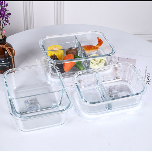High borosilicate glass preservation box household microwave lunch box office worker with tableware preservation lunch box lunch box