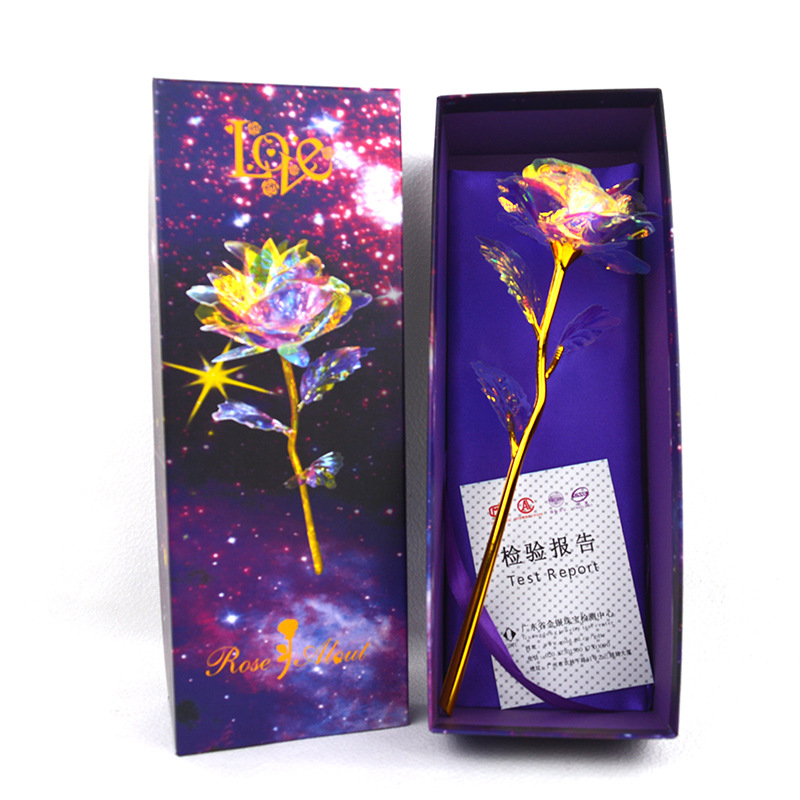 彩色金箔玫瑰花24k花礼盒节日礼物礼品盒教师节创意厂家创意礼物