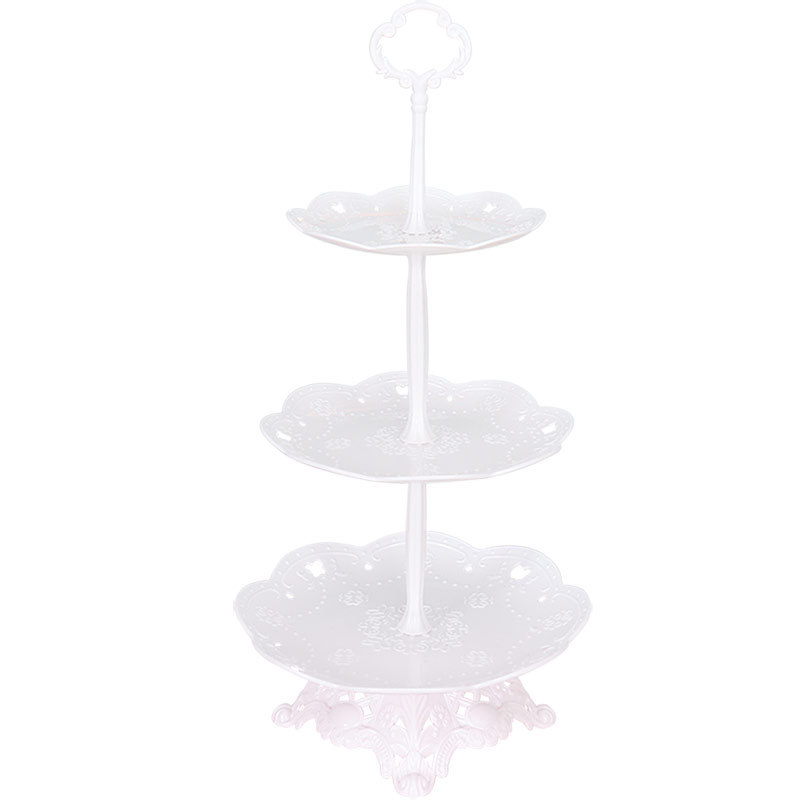 Estilo europeo de tres capas bandeja de la torta merienda estante plato de fruta cumpleaños decoración del partido suministros boda postre Mesa estante de la torta