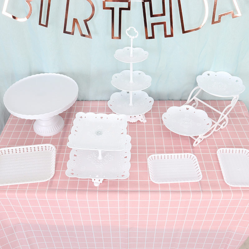 Estilo europeo de tres capas bandeja de la torta merienda estante plato de fruta cumpleaños decoración del partido suministros boda postre Mesa estante de la torta