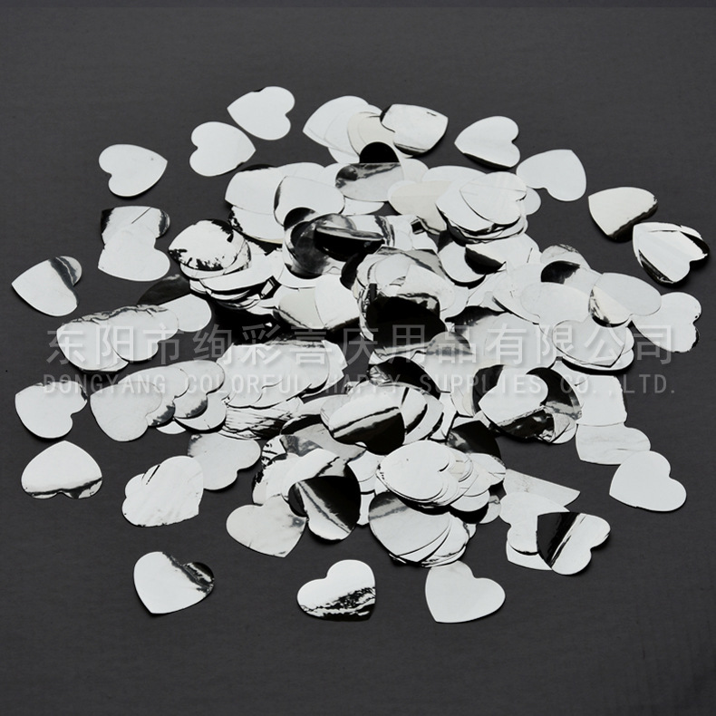 3CM爱心PET镀铝膜填充亮片透明波波球银色爱心亮片PARTY手抛亮片