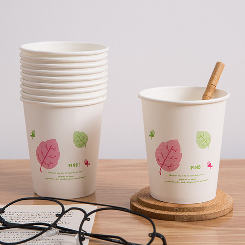 50 disposable paper cups, thickened 250ml native wood pulp water cup, coffee bean, berry juice, milk tea, hot drink cup