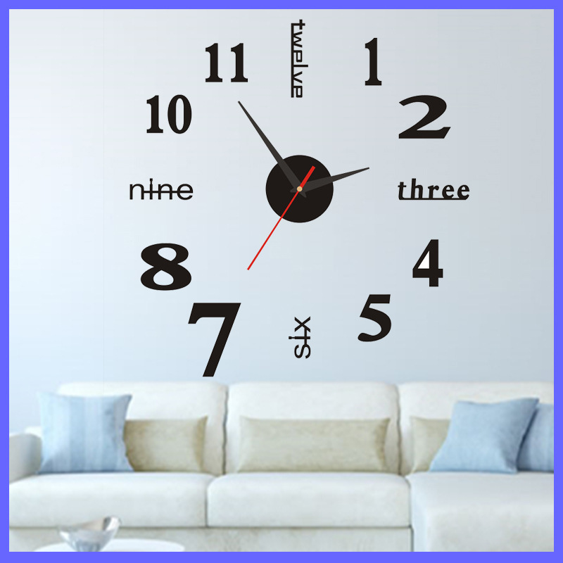De estilo europeo salón dormitorio mudo reloj ponche-libre simple Inglés reloj hogar creativo DIY etiqueta de la pared Reloj de pared
