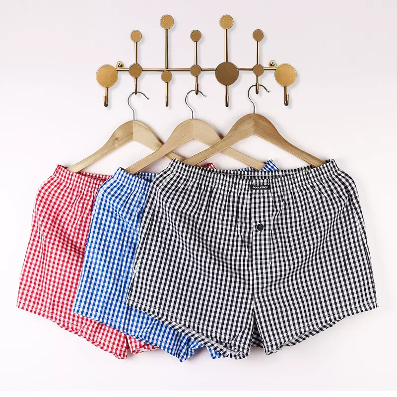 男士内裤棉质条纹欧美风平角阿罗裤夏季透气睡裤平角裤宽松四角裤