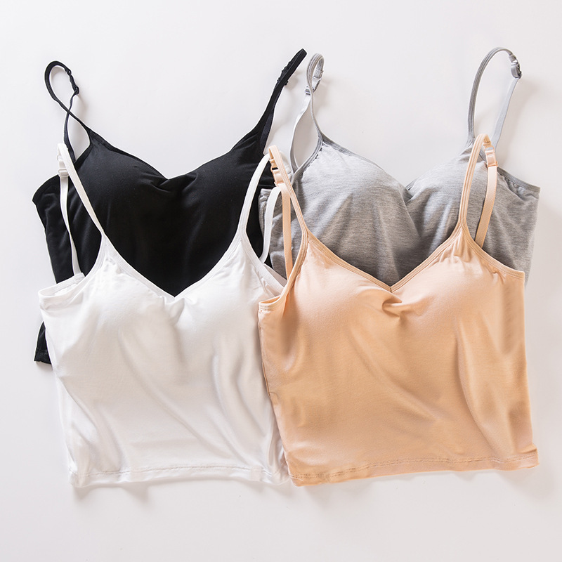 Modal with Chest Pad Integrated U-shaped Backless Sling Women's Summer Short Navel Sexy Beautiful Back Base Vest Modal with Chest Pad Integrated U-shaped Backless Sling Women's Summer Short Navel Sexy Beautiful Back Base Vest