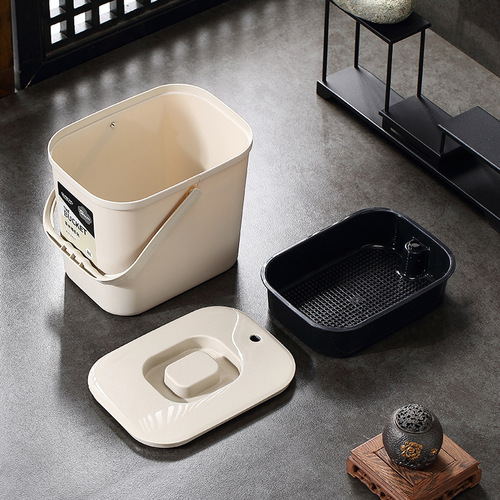 Household large-capacity tea trash can square tea residue separation filter barrel tea ceremony kung fu tea tray wastewater drainage barrel