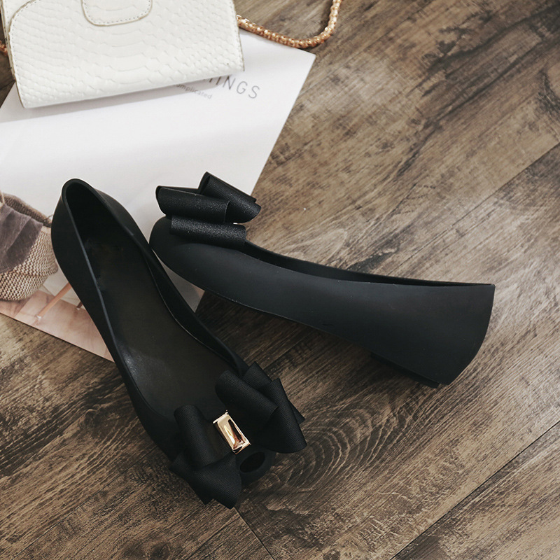2022 Summer Rain Boots Korean Style Fashion New Bowknot Peep-Toe Jelly Waterproof Non-Slip Women's Single Shoes_vogvips.com