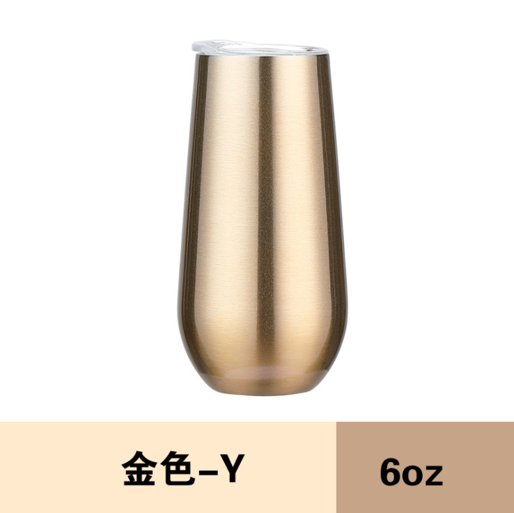 En stock 6oz Swig taza de vacío de cáscara de huevo 304 copa de vino tinto de acero inoxidable Big Belly Egg taza de cerveza de vacío en forma de U