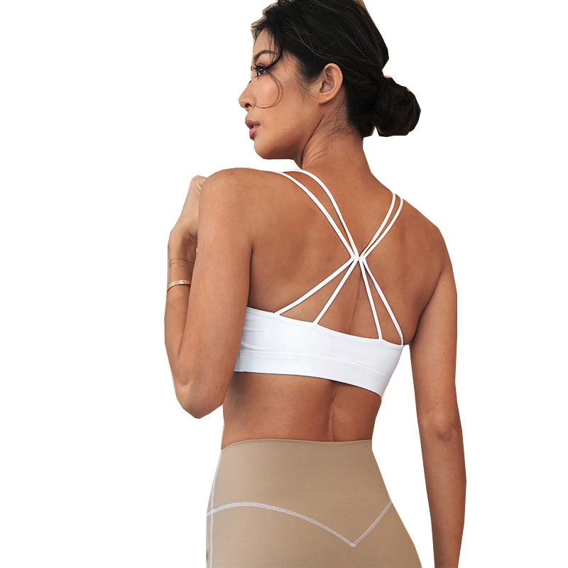 Chaleco de yoga belleza femenina espalda cruzada eslinga deportiva ropa interior, leche, recolección, entrenamiento de baile, sujetador de fitness en stock