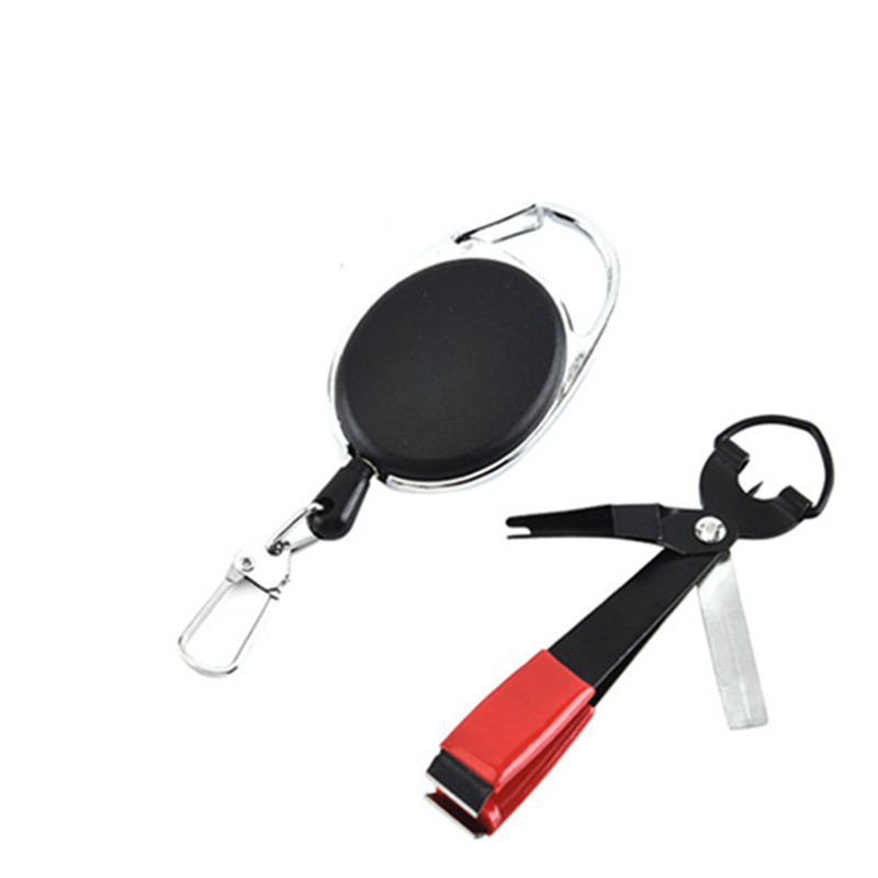 Venta al por mayor de la fábrica suministros de pesca al aire libre alicates de pesca tijeras de línea de pesca de roca multifuncional 4-en-1 tijeras de hilo