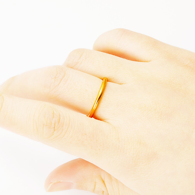 Clásico brillante antiguo patrimonio anillo llano Vietnam arena oro hembra cobre chapado en oro real anillo de la cola anillo ventas directas de la fábrica