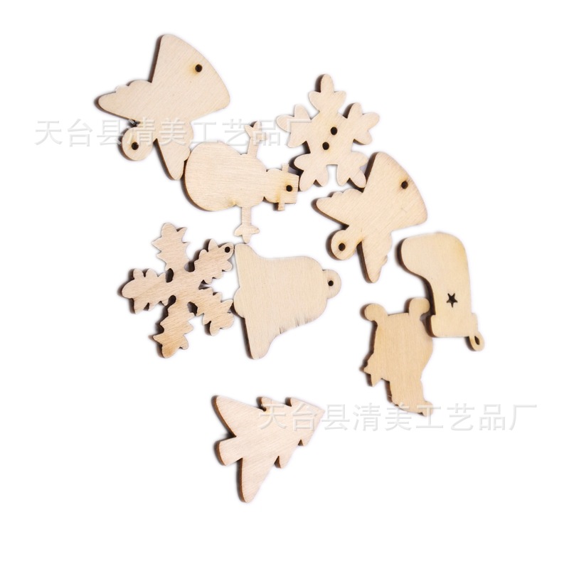 32mm madera de Navidad madera decorativa chips mixtos DIY dibujos animados artesanías decorativas 50 unidades un paquete
