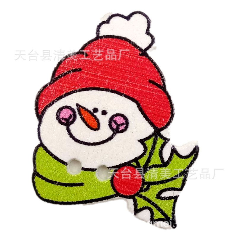13 fondo blanco pintado Navidad botones de madera lindo decorativo de madera de dibujos animados de Navidad