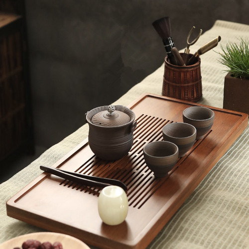 Wholesale ebony solid wood tea ceremony six gentlemen set kung fu tea set accessories tea art rattan weaving set tea clip accessories