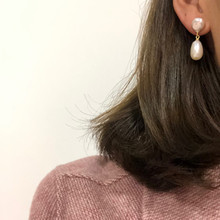 925银耳钉耳坠巴洛克小纽扣耳钉耳坠米形珍珠韩国东大门设计