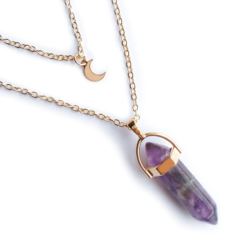 Accessory, hexagonal pendant, necklace, chain, simple and elegant design, wholesale