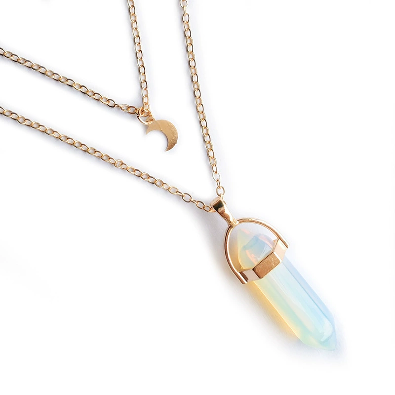 Accessory, hexagonal pendant, necklace, chain, simple and elegant design, wholesale