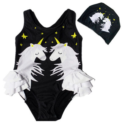 Verano niña lindo de una sola pieza triángulo traje de baño ins populares niños Swan traje de baño unicornio traje de baño