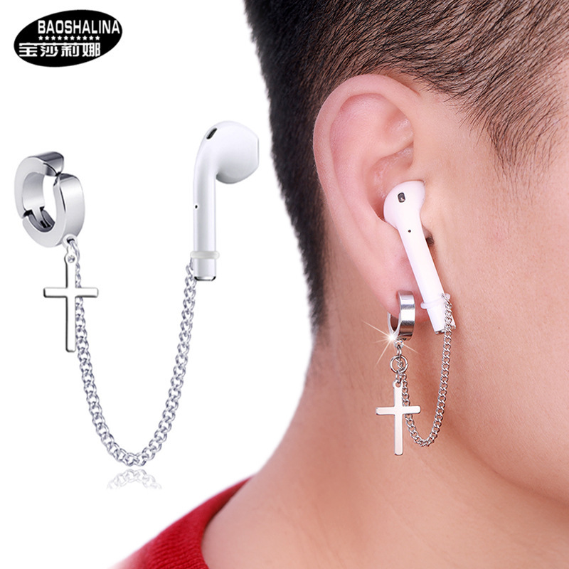 Headset anti-lost airpods earrings wireless bluetooth headset without ear hole ear clip titanium steel non-fading sports earrings Headset anti-lost airpods earrings wireless bluetooth headset without ear hole ear clip titanium steel non-fading sports earrings